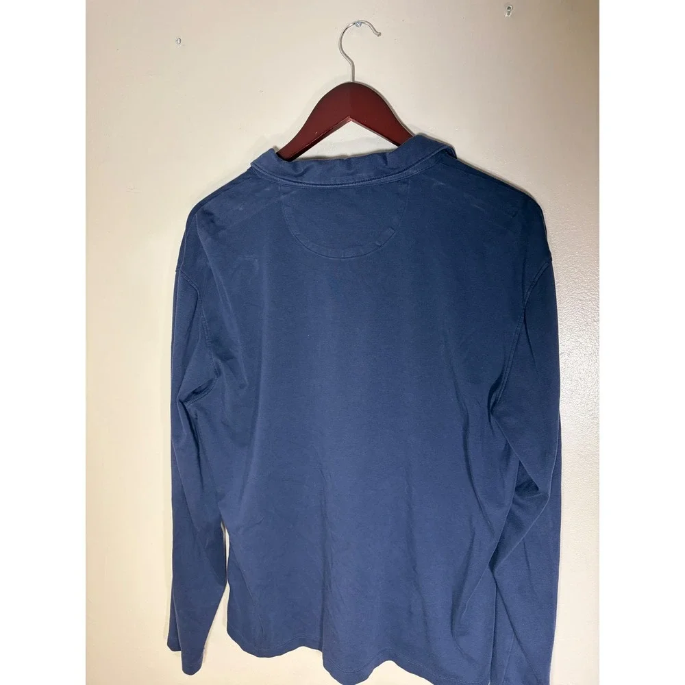 UNTUCKit Mens Long Sleeve Polo Shirt Navy Blue Cotton Casual Size Large
